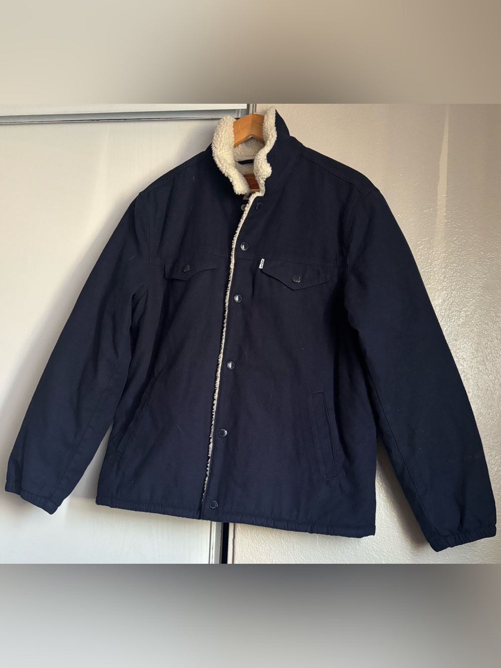 Levi's Navy Blue Sherpa-Trim Military Field Jacket